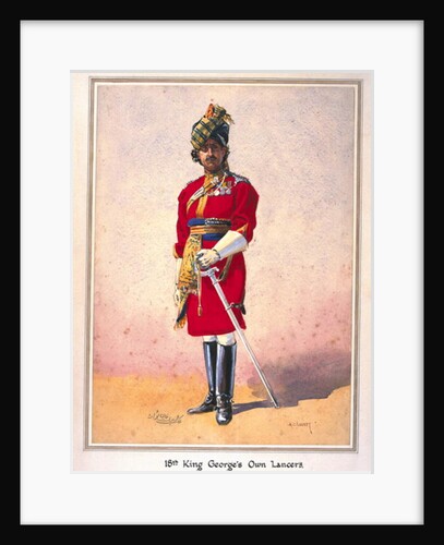 Honorary Lieutenant Hon Malik Umar Hayat Khan, CIE, Tiwana of Ahahpur illustration for 'Armies of India' by Major G.F. MacMunn. by Alfred Crowdy Lovett