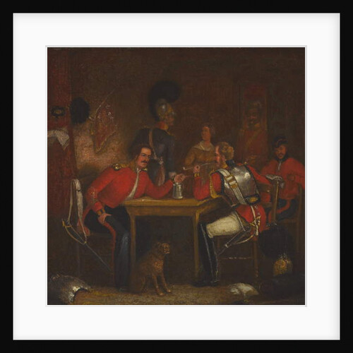 Interior of Guard Room, with soldiers of the Life Guards and Royal Horse Guards, 1840 circa by Unknown Artist