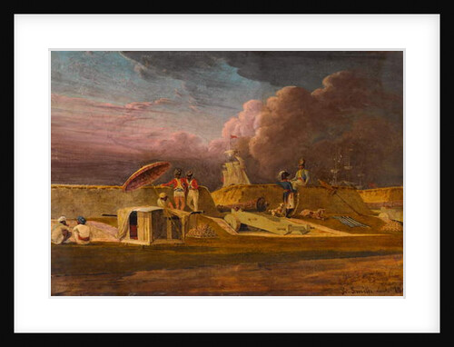 The Jumna Canal near Meerut with soldiers and fortifications, 1808 by Robert Smith