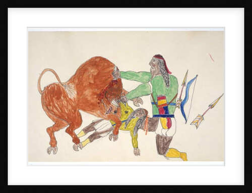 Bison trampling man by Frederick Gokliz