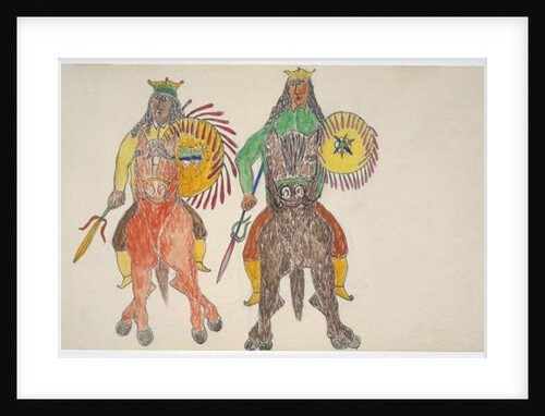 Two men on horseback with shields by Frederick Gokliz