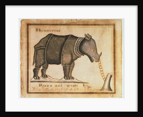 Rhinoceros, drawn and wrote by William Twiddy who never had the use of hands or feet by William Twiddy