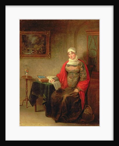 Portrait of Mrs John Crome Seated at a Table by an Open Workbox by Michael William Sharp