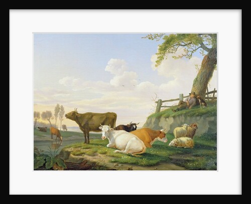 Cows and Shepherd by Abraham Bruiningh van Worrell