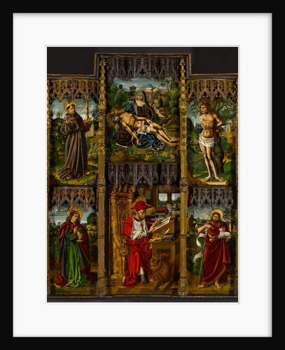 Portable Altarpiece: Pietà, Saints Francis, Sebastian, John the Evangelist, Jerome, and John the Baptist, c.1500 by (c.1435/40-1500) Bermejo