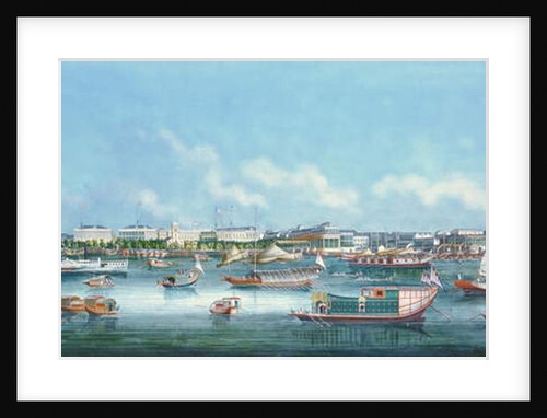 View of the Waterfront at Canton, c.1855 by School Chinese