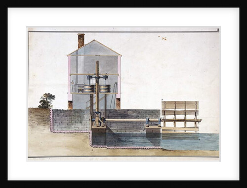 Float wheel driving a corn mill by English School