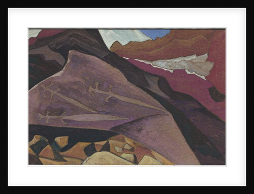 Three Glaives, Images on Rock, Lahul, 1936 by Nicholas Roerich
