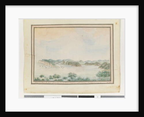 Opp. p. 123. `View in Port Jackson from the South Head leading up to Sydney; Supply sailing in.', c.1802 by William Bradley