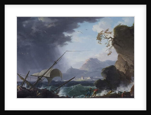 A Wreck on a Rocky Coast by Charles François Grenier de Lacroix