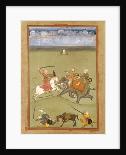 A Prince Fighting his Enemies on an Elephant, c.1710 by Indian School