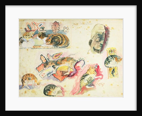Study of Cats and a Head by Paul Gauguin