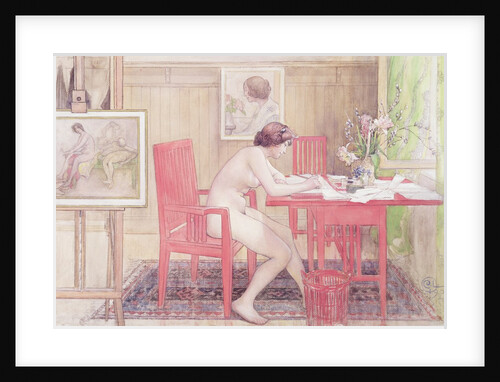 Model Writing Postcards, 1906 by Carl Larsson
