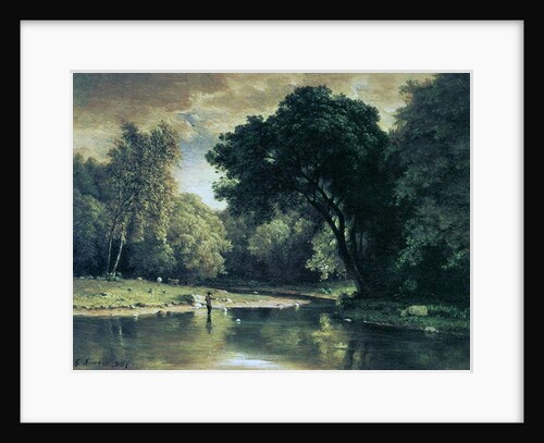 Fishing in a stream, 1857 by George Snr. Inness