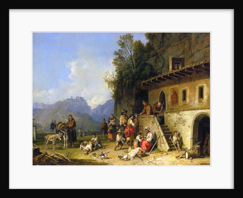 Monks feeding the poor, Italy, 1864-65 by Heinrich Burkel