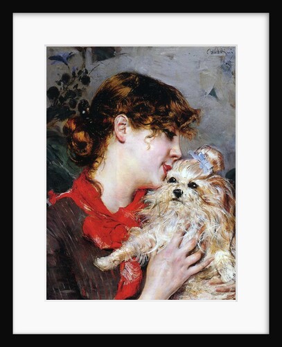 The actress Rejane and her dog, c.1885 by Giovanni Boldini