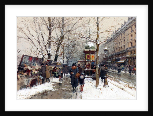 Bookstalls in Winter, Paris by Eugene Galien-Laloue