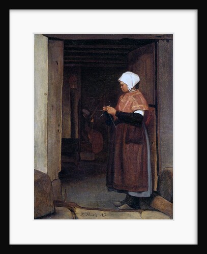 Peasant Girl Knitting, 1855 by Francois Bonvin