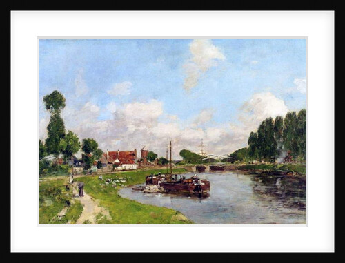 Barges on the canal at Saint-Valery-sur-Somme, 1891 by Eugene Louis Boudin