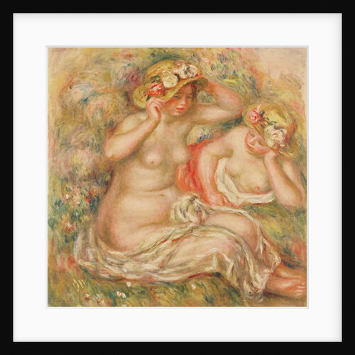 Two Nudes Wearing Hats by Pierre Auguste Renoir