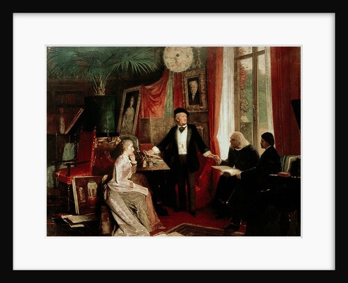 Richard Wagner with Franz Liszt and Liszt's daughter Cosima by German School