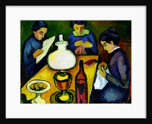Three Women at the Table by the Lamp, 1912 by August Macke