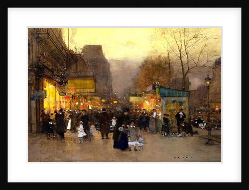 Porte St Martin at Christmas Time, Paris, c.1890 by Luigi Loir
