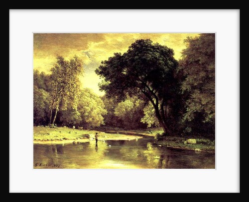 Fisherman in a Stream, 1857 by George Snr. Inness