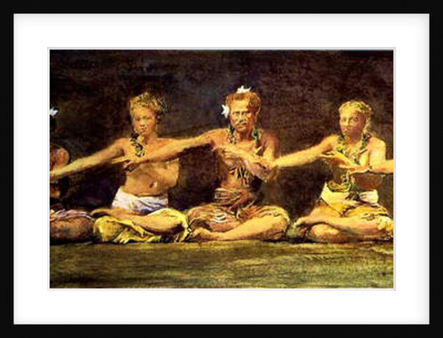 Siva Dance with 5 Dancers, Vaiala, Samoa, 1890 by John La Farge or Lafarge