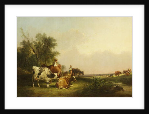 Pastoral Scene, Cattle & Figures by William Snr. Shayer