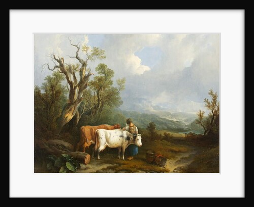 Landscape with cattle and figure of woman, 1842 by William Snr. Shayer