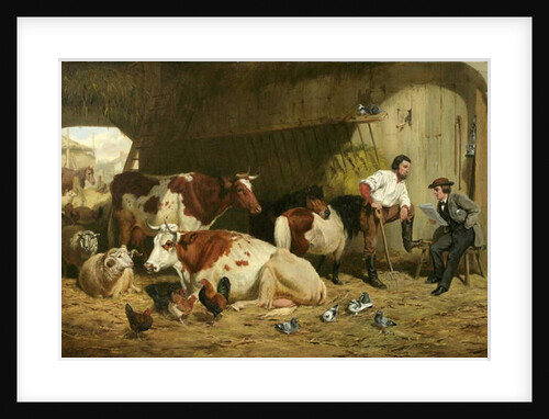 The Latest News, Cattle in the Stable, 1862 by Arthur Fitzwilliam Tait