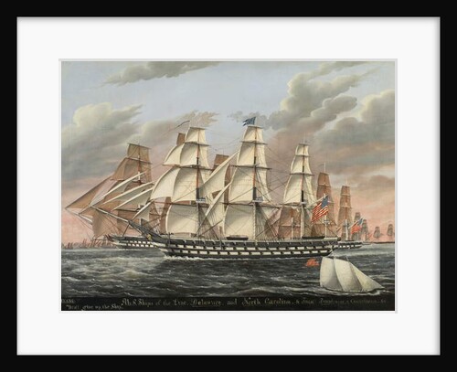 U.S. Ships-of-the-Line and Frigates Delaware and North Carolina, Brandywine, and Constellation, 1848 by James Guy Evans