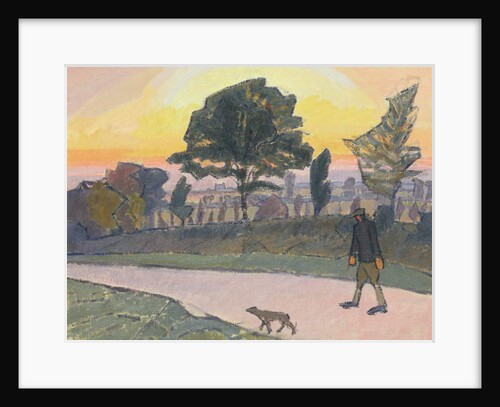 Sunset, Letchworth, with Man and Dog, 1912 by Spencer Frederick Gore