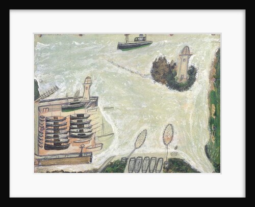 St. Ives Harbour and Godrevy Lighthouse, c.1930 by Alfred Wallis