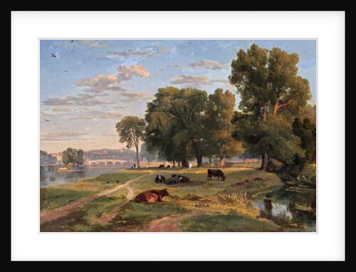 Thames at Richmond from Middlesex bank, looking towards bridge by Ramsay Richard Reinagle