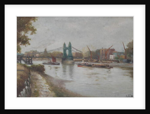 Hammersmith Bridge - the present one - post 1887 - looking from the Surrey shore by Charles John de Lacy