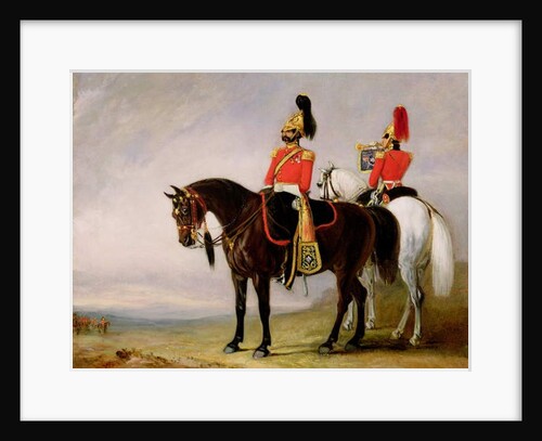 Colonel James Charles Chatterton the 4th Royal Irish Dragoon Guards, on his Charger accompanied by his Trumpeter, c.1849 by John Jnr. Ferneley