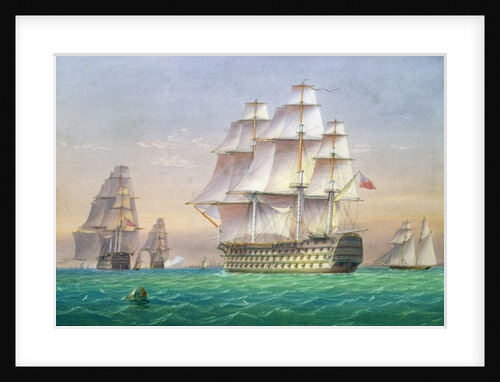 Three first rate ships of the line entering Portsmouth harbour by John and William (1803-57) Joy