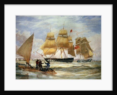 HM Ships 'Ganges' and 'Sapphire' off Pernambuco, 1829 by Emeric Essex Vidal