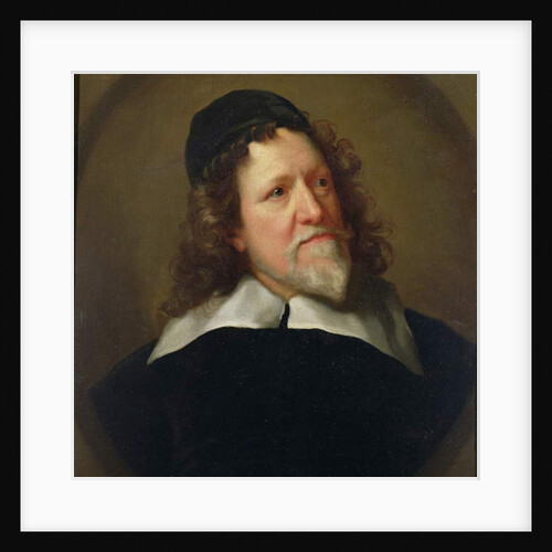 Portrait of Inigo Jones wearing a black tunic and cap by Jonathan Richardson