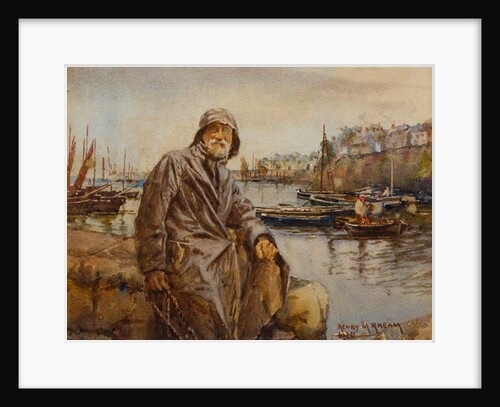 Fisherman on Newlyn Harbour Wall, 1920 by Henry Meynell Rheam