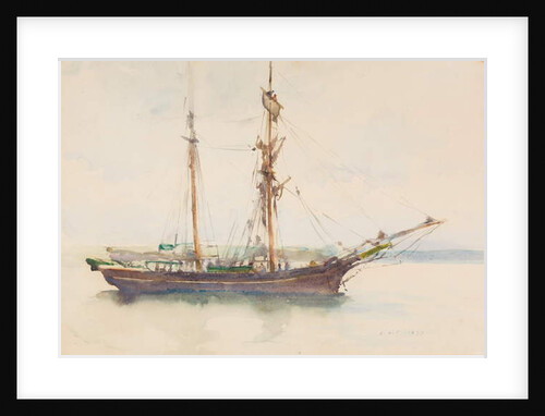 Barque with Sails Dropped by Henry Scott Tuke
