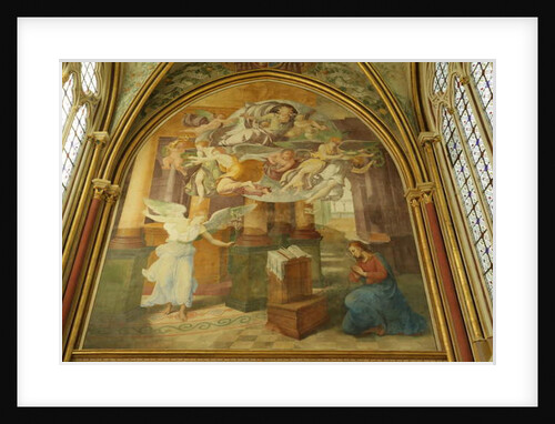 The West Wall of the Rayonnant chapel of the Abbey with The Annunciation , 16th-19th century by Francesco Primaticcio