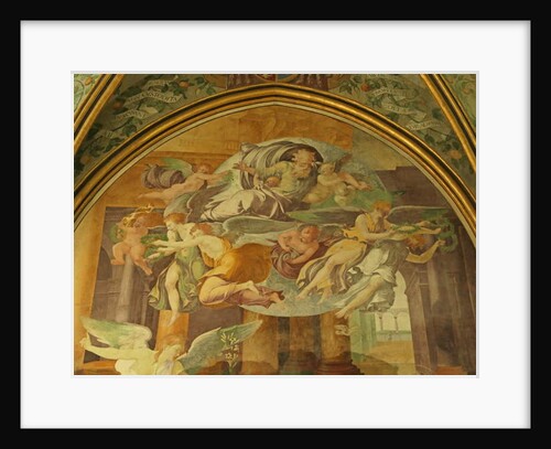 The West Wall of the Rayonnant chapel of the Abbey, detail above The Annunciation by Francesco Primaticcio