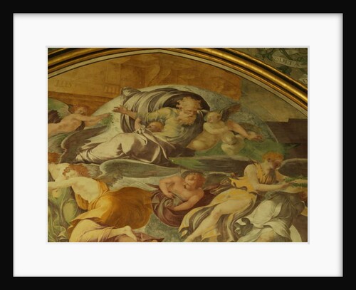 The West Wall of the Rayonnant chapel of the Abbey, detail above The Annunciation by Francesco Primaticcio