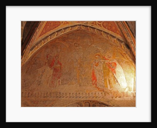 Depicting the Crucifixion with Mary and St John by French School
