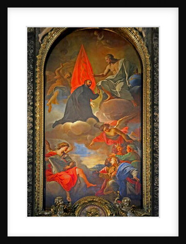 Painting of a saint with Christ, angels and worshippers by Giovanni Battista Gaulli