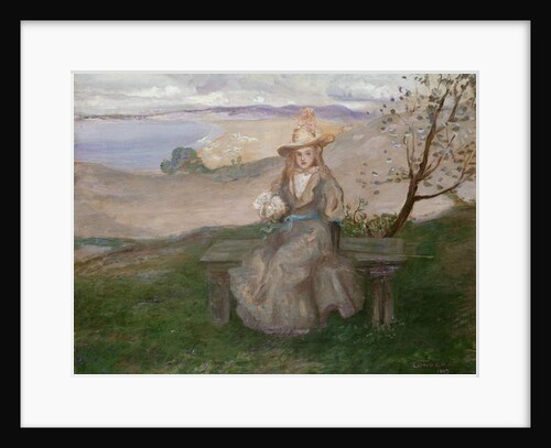 Girl with a bouquet above Swanage Bay, 1899 by Charles Edward Conder