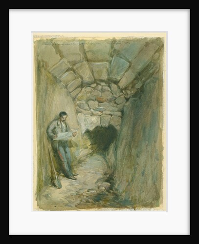 Rock-cut Conduit Under Robinson's Arch, Jerusalem, 1871 (w/c & pencil on paper by William 'Crimea' Simpson